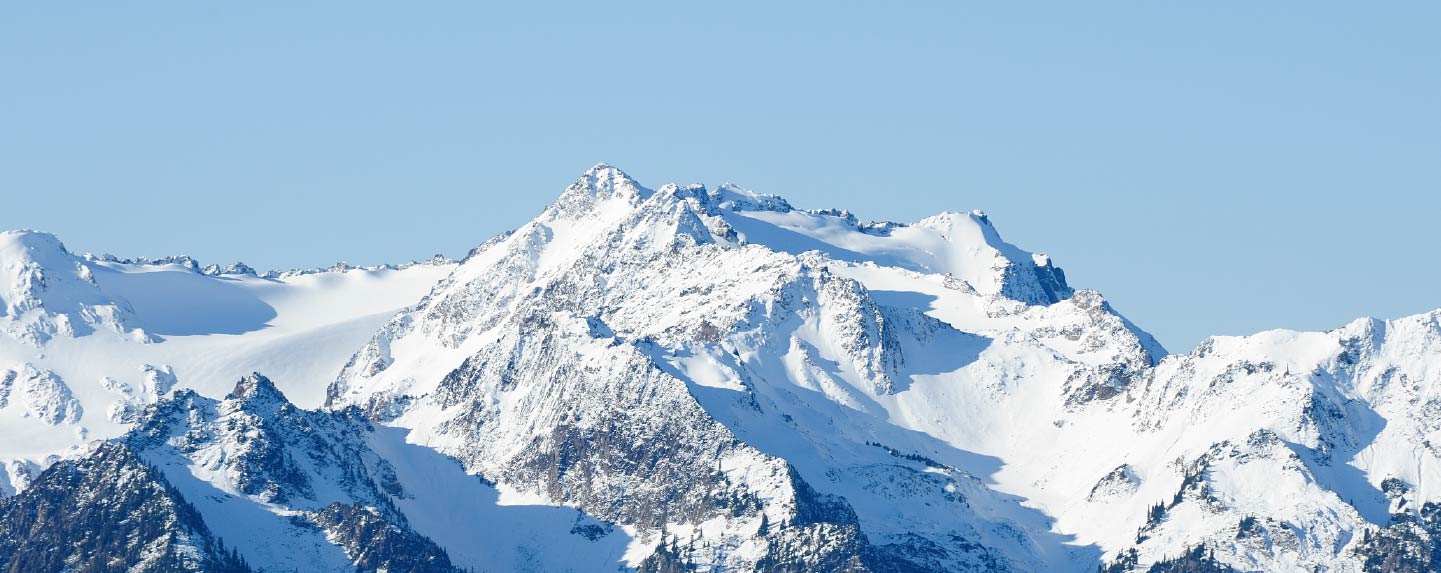 Snow on the mountains in Olympic National Park